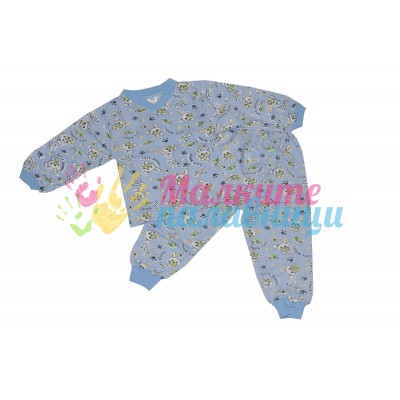 Детска  ватирана пижама - Зайчета в синьо